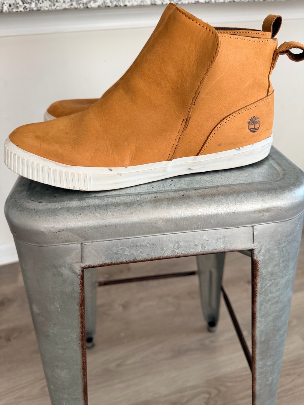 Timberland Women’s Tan Leather Slip-On Sneaker Boot